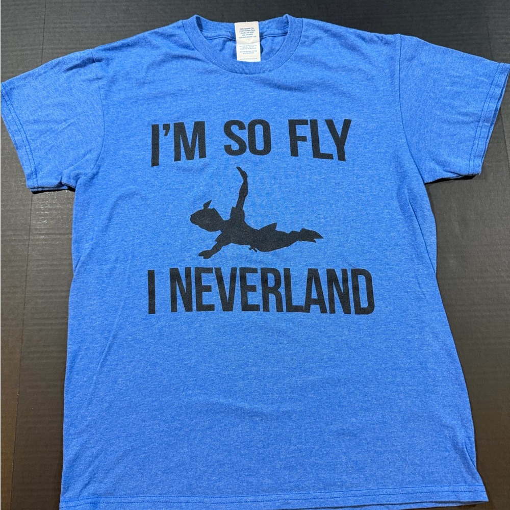 I’m so fly I Neverland Graphic Blue   T-Shirt with Black Print